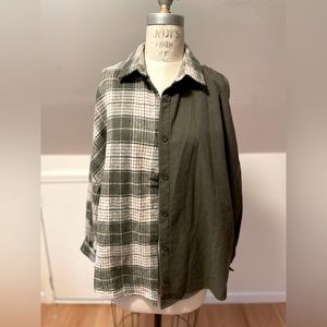 BP Longsleeve mixed fabric flannel green button down